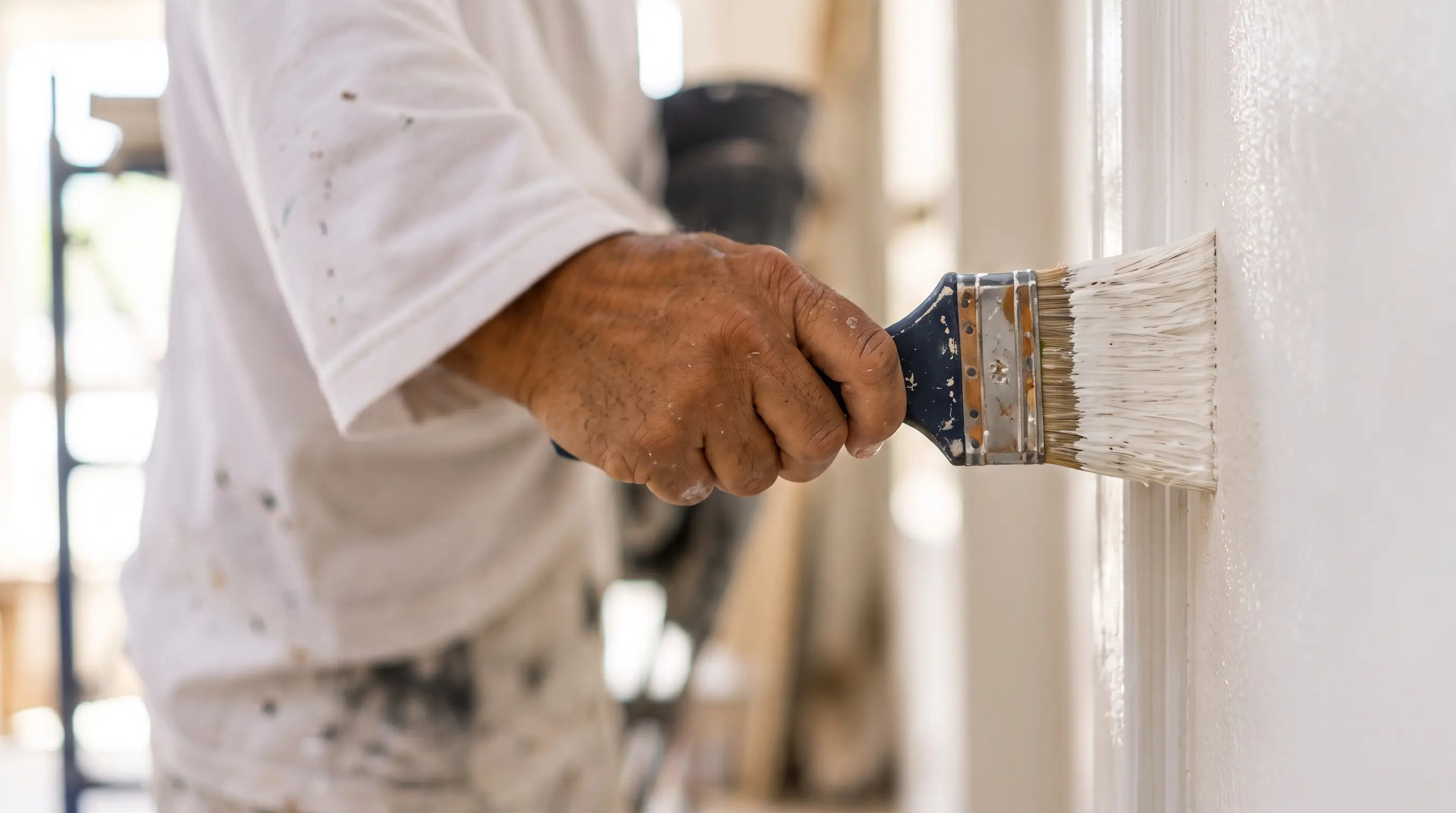 Professional painter applying a coat of paint